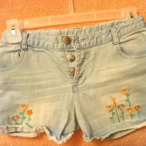Light blue denim shorts